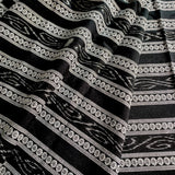 Black/White Fancy Stripe Jacquard- Ikat, Mid-Lightweight Cotton  from India, By the Yard  #TK-21