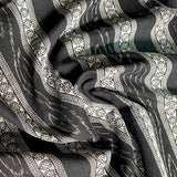 Black/White Fancy Stripe Jacquard- Ikat, Mid-Lightweight Cotton  from India, By the Yard  #TK-21