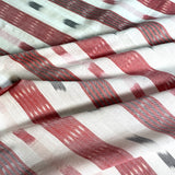 Muted Blended Bricks and Grays With White, Ikat Stripes Lightweight Cotton Handloom from India, By the Yard  #TK-24