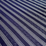 Blueberry/White Fancy Stripe Jacquard-Ikat, Mid-Lightweight Cotton  from India, By the Yard  #TK-23