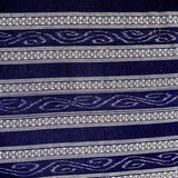 Blueberry/White Fancy Stripe Jacquard-Ikat, Mid-Lightweight Cotton  from India, By the Yard  #TK-23