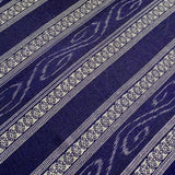 Blueberry/White Fancy Stripe Jacquard-Ikat, Mid-Lightweight Cotton  from India, By the Yard  #TK-23