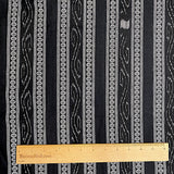 Black/White Fancy Stripe Jacquard- Ikat, Mid-Lightweight Cotton  from India, By the Yard  #TK-21