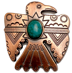Re-Stocked,  1-1/2" Copper/Turquoise Thunderbird Screw Back Concho 1.5"  #SWH-115