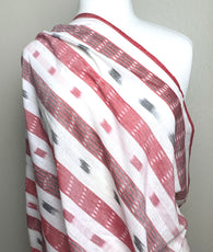 Muted Blended Bricks and Grays With White, Ikat Stripes Lightweight Cotton Handloom from India, By the Yard  #TK-24