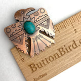 Re-Stocked,  1-1/2" Copper/Turquoise Thunderbird Screw Back Concho 1.5"  #SWH-115