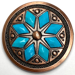 Turquoise 1-1/2" Tucson Fire Flower Concho 1.5" Screw Back  #SWH-145