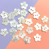 White Flower Shell Buttons, 3/4", Quirky-Cute, Pack of 12 for $5.50 #LP-47