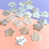 White Flower Shell Buttons, 3/4", Quirky-Cute, Pack of 12 for $5.50 #LP-47
