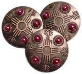 Garnet Feather Copper Zia, 1.5" Concho Screw Back  #SWH-146