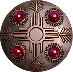 Garnet Feather Copper Zia, 1.5" Concho Screw Back  #SWH-146