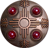Garnet Feather Copper Zia, 1.5" Concho Screw Back  #SWH-146