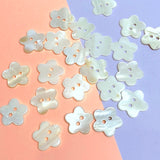 White Flower Shell Buttons, 3/4", Quirky-Cute, Pack of 12 for $5.50 #LP-47