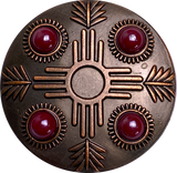 Garnet Feather Copper Zia, 1.5" Concho Screw Back  #SWH-146