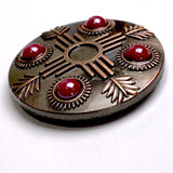 Garnet Feather Copper Zia, 1.5" Concho Screw Back  #SWH-146