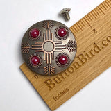 Garnet Feather Copper Zia, 1.5" Concho Screw Back  #SWH-146