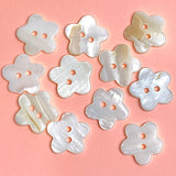 White Flower Shell Buttons, 3/4", Quirky-Cute, Pack of 12 for $5.50 #LP-47