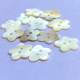 White Flower Shell Buttons, 3/4", Quirky-Cute, Pack of 12 for $5.50 #LP-47