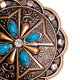 Copper "Diamonds & Turquoise" Southwest 1-1/2"  Flower Screw Back Concho 1.5"  #SWH-118