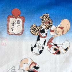 Cats and Octopi Cotton Tenugui Towel from Japan, 100% Cotton 12" x 34"  #RK-07