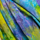 2.5-yard PIECE Pre-Washed/Dried, Hana, Tropical Turquoise/Lime Artisan Tie Dye Rayon Challis from India, #HB-273