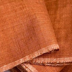 Sweet Potato Curry Chunky Mid-Weight Slubby Hand Weave, Vintage Kimono Silk from Japan By the Yard #402