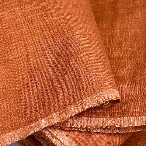 REMNANT, 1-3/8 Yard PIECE Sweet Potato Curry Chunky Mid-Weight Slubby Hand Weave, Vintage Kimono Silk from Japan #402