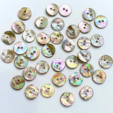 Re-Stocked, Abalone Mixed Rainbow Beige Naturals, 7/16" Round 2-hole, 11mm, 120 Buttons for $17.00  #LP-50