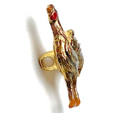 Chicken, Tiny Shiny Gold Metal Button 1/2" by Susan Clarke, USA.  #145