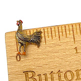 Chicken, Tiny Shiny Gold Metal Button 1/2" by Susan Clarke, USA.  #145
