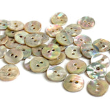 Re-Stocked Bulk Deal: Golden Beige Rainbow Natural Abalone, 3/8" Round 2-hole, 10mm, Pack of 100 Buttons  #LP-113