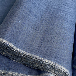Dusty Navy Chunky Mid-Weight Slubby Hand Weave, Vintage Kimono Silk from Japan By the Yard #403