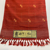 14" x 54" PIECE Dark Vivid Orange-Red Textured Ikat Vintage Kimono Silk from Japan  #404-Rem