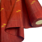 14" x 54" PIECE Dark Vivid Orange-Red Textured Ikat Vintage Kimono Silk from Japan  #404-Rem