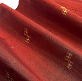 14" x 54" PIECE Dark Vivid Orange-Red Textured Ikat Vintage Kimono Silk from Japan  #404-Rem