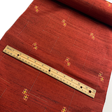 14" x 54" PIECE Dark Vivid Orange-Red Textured Ikat Vintage Kimono Silk from Japan  #404-Rem