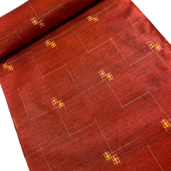 Dark, Vivid Orange-Red Textured Ikat Vintage Kimono Silk from Japan By the Yard #404