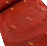 14" x 54" PIECE Dark Vivid Orange-Red Textured Ikat Vintage Kimono Silk from Japan  #404-Rem