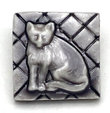 Cat Sitting, 9/16" Square Shank Back Art Stone Kitty Ceramic Button, #SC-1075