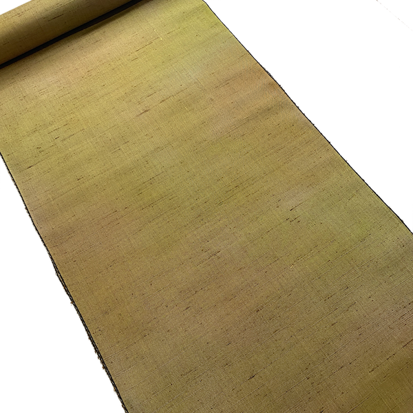 Ephemeral Blur Golden Olive/Brown Lustrous Slubby Vintage Kimono Silk (Bokashi?) from Japan By the Yard #405