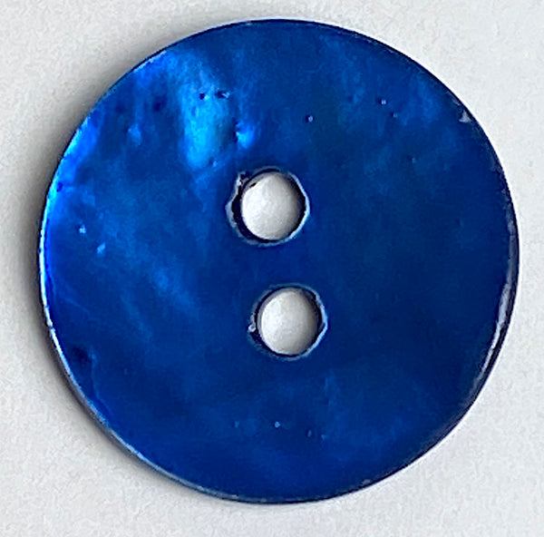 Re-Stocked, Royal Blue Shiny Agoya 2-Hole Button 5/8"  Per Button 15mm  #SK-1233