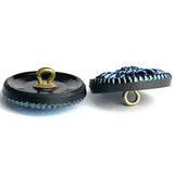 Norther Lights Indigo 3/4" Sunflower, Metallic-Like Czech Glass Button 19mm  #CZ 137