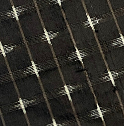 LAST PIECE, Black/Brown/White Finely Woven Small-Scale Ikat, Vintage Kimono Silk from Japan 14" x 57" Piece  #2551