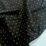 Brown-Black/White Superfine Small-Scale Ikat, Vintage Kimono Silk from Japan 14" x 57" #255
