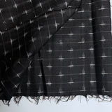 Brown-Black/White Superfine Small-Scale Ikat, Vintage Kimono Silk from Japan 14" x 57" #255