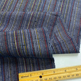 Indigo Slubby Rainbow, Vintage Kimono Silk Stripe from Japan By the Yard #107