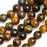 Tiger-Eye Beads, Brown Mix, 8mm / 5/16", Strand of 45-48 Beads,  #LP-52