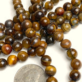 Tiger-Eye Beads, Brown Mix, 8mm / 5/16", Strand of 45-48 Beads,  #LP-52