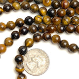 Tiger-Eye Beads, Brown Mix, 8mm / 5/16", Strand of 45-48 Beads,  #LP-52
