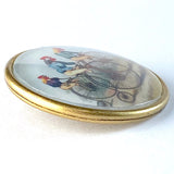 Re-Stocked, Bicycling Chickens / Roosters Crystal Dome Button 1.25" by Susan Clarke # SC-1129